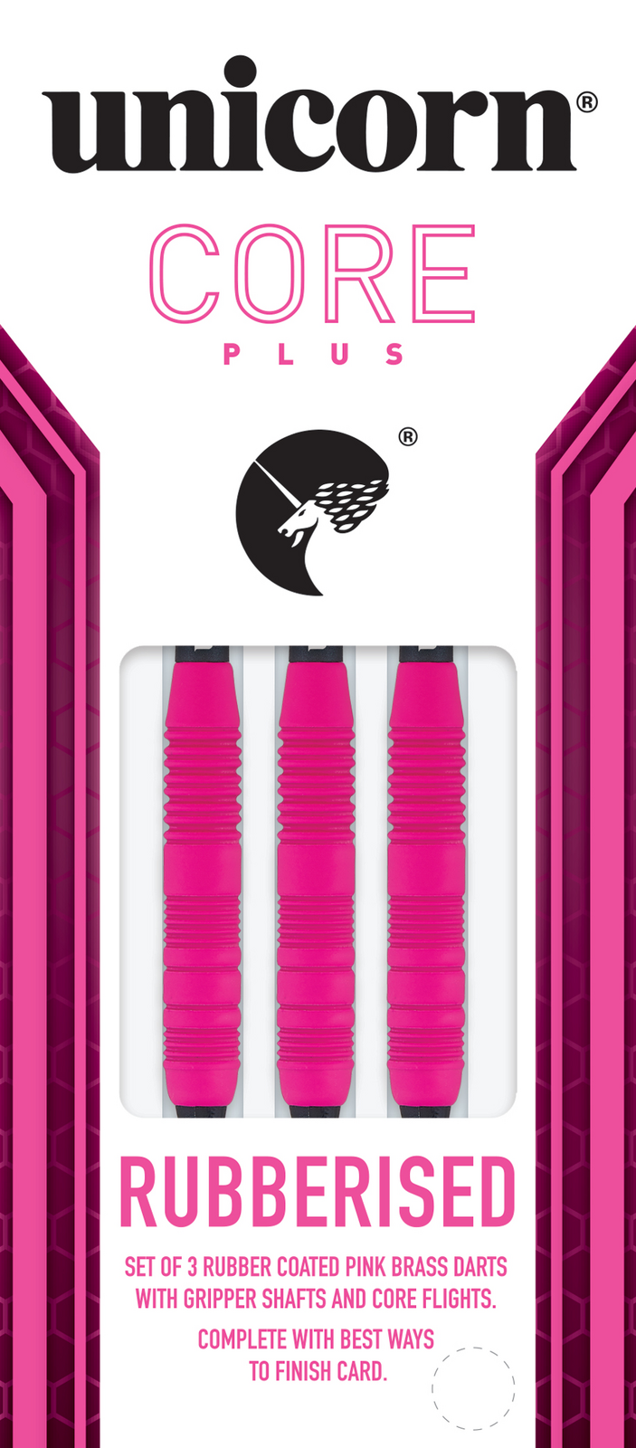 Unicorn – Core Plus Pink – Rubberised Steel Tip Darts