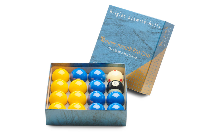 2″ Super Aramith Pro Cup League Pool Balls – Blues & Yellows