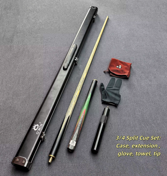 Omin 3/4 Cue & Case Set “Green & Red Splices