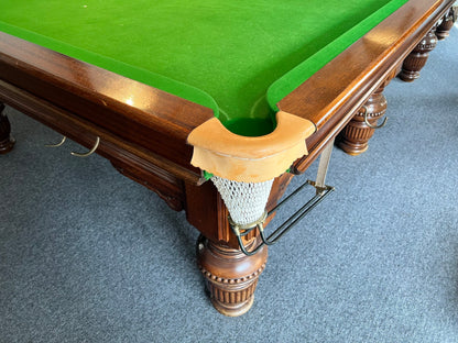 Antique Mahogany Turned Leg Full Size Snooker Table