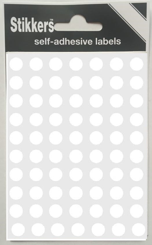 Table Spots 10mm or 8mm Self Adhesive - White