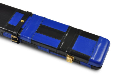 Black & Blue Patchwork - Genuine Leather Case for 3/4 Jointed Cue & Extension