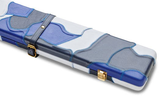 Burgundy & Grey Block - Genuine Leather Case for 3/4 Jointed Cue & Extension