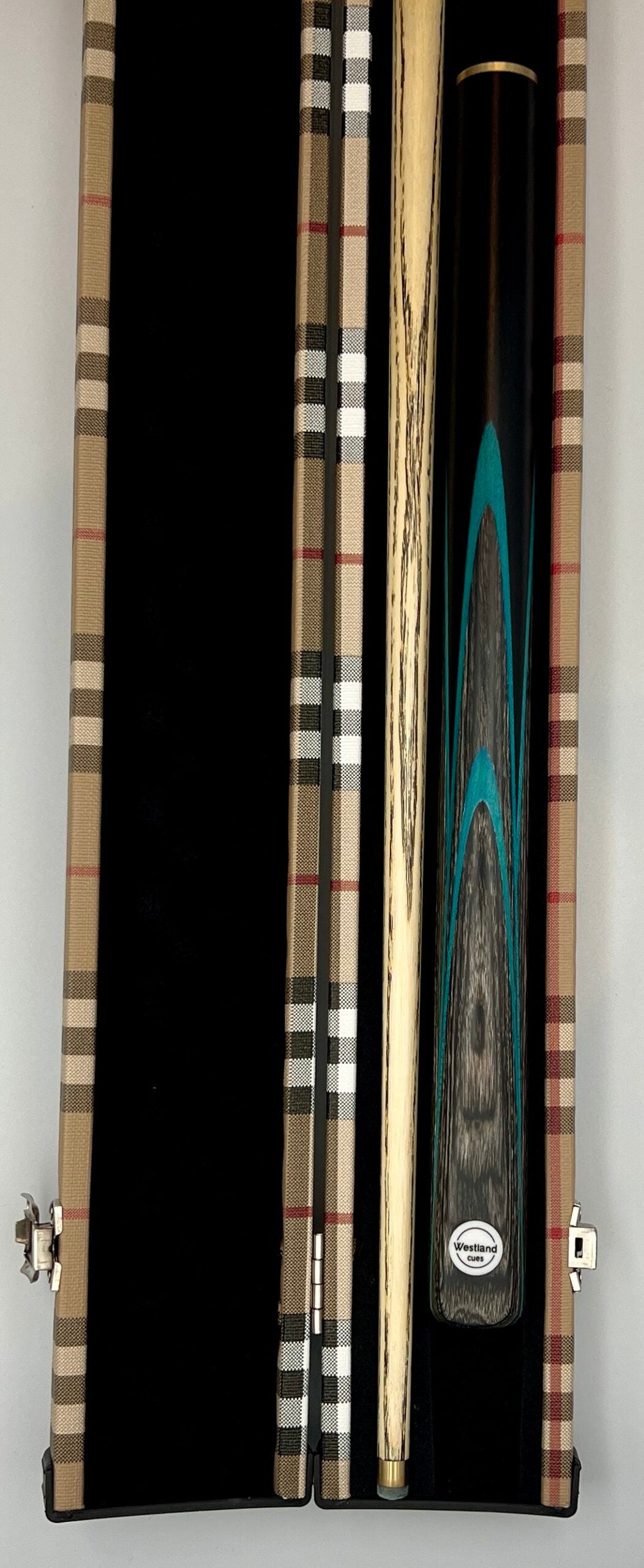 Westland 3/4 Cue & Case Set “Blue – Grey Veneer”