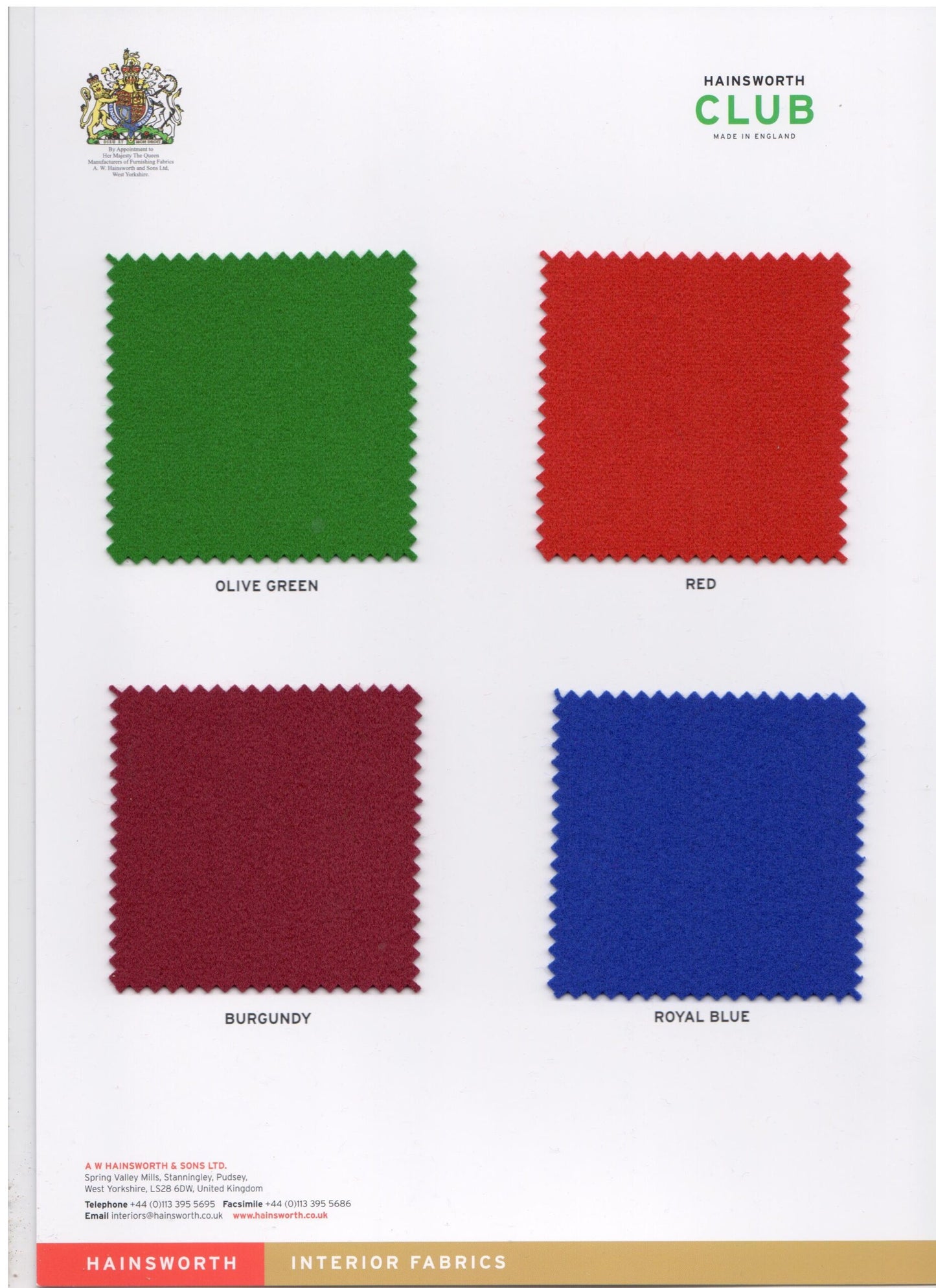 Hainsworth’s Club 7ft UK Pool Table Cloth Packs