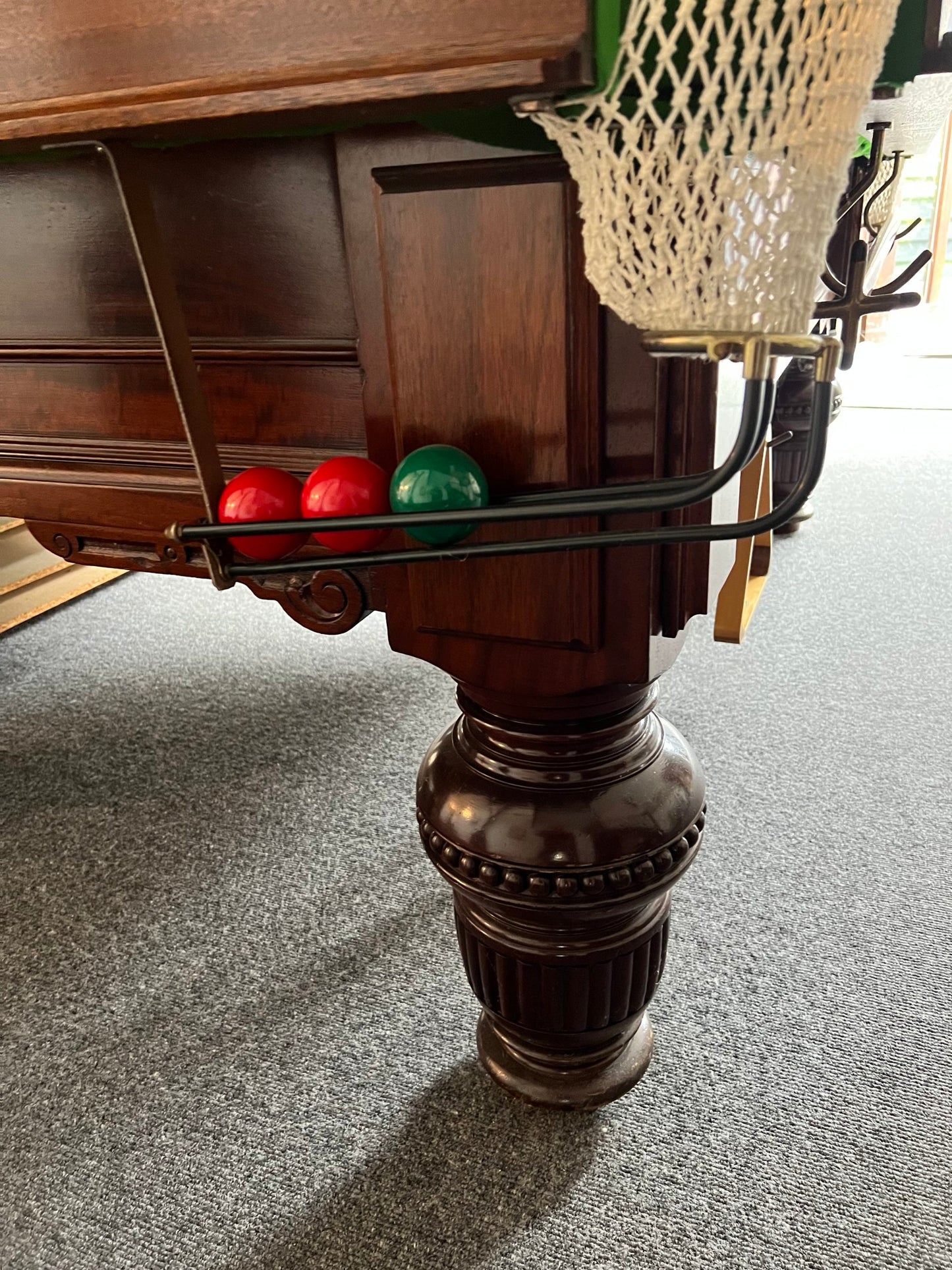 Antique Mahogany Turned Leg Full Size Snooker Table