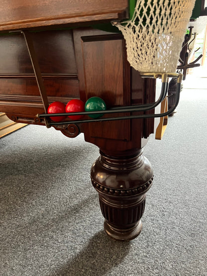 Antique Mahogany Turned Leg Full Size Snooker Table