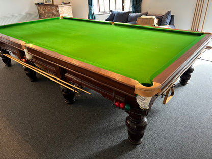 Antique Mahogany Turned Leg Full Size Snooker Table