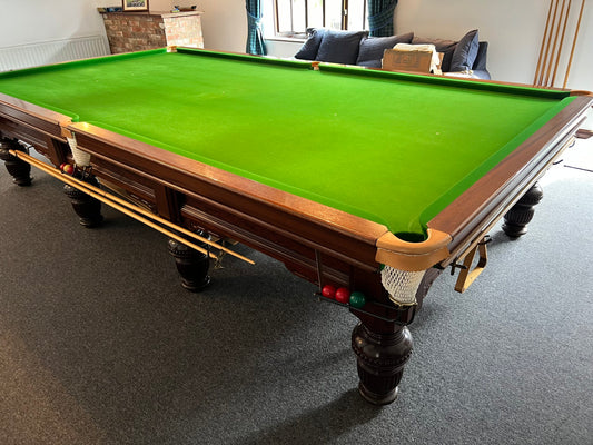 Antique Mahogany Turned Leg Full Size Snooker Table