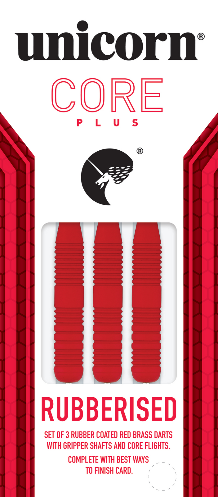 Unicorn – Core Plus Red – Rubberised Steel Tip Darts