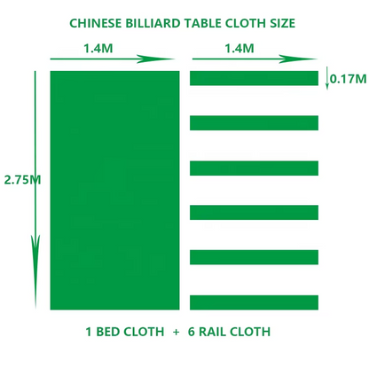 Liber Win - 8848 9ft Snooker / Chinese Pool Table Cloth Pack