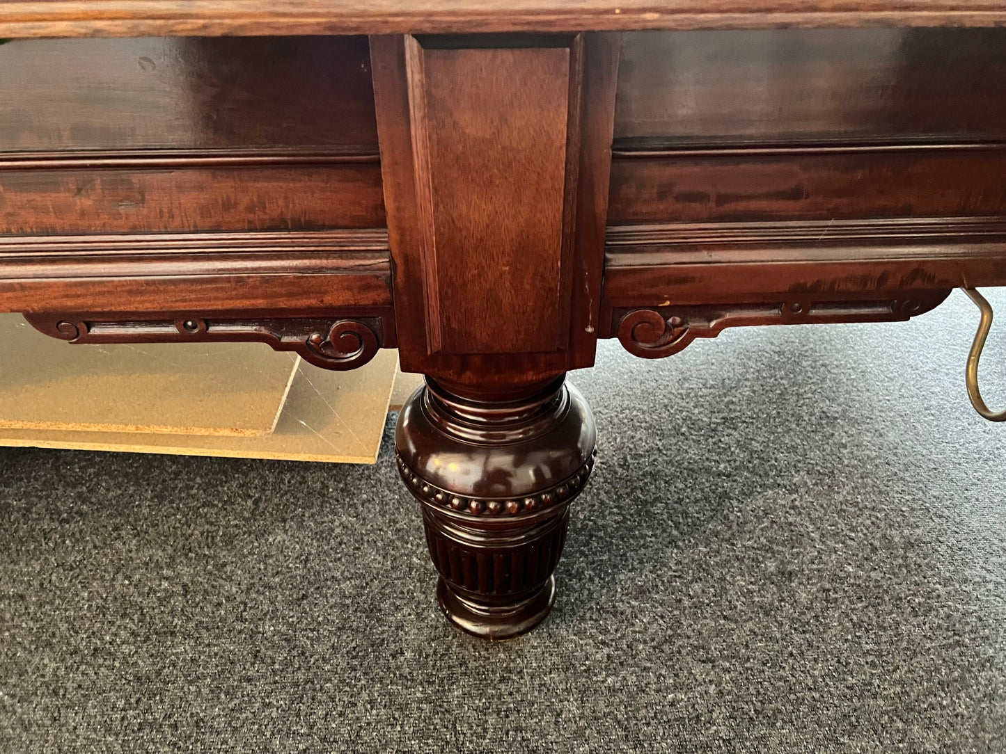 Antique Mahogany Turned Leg Full Size Snooker Table