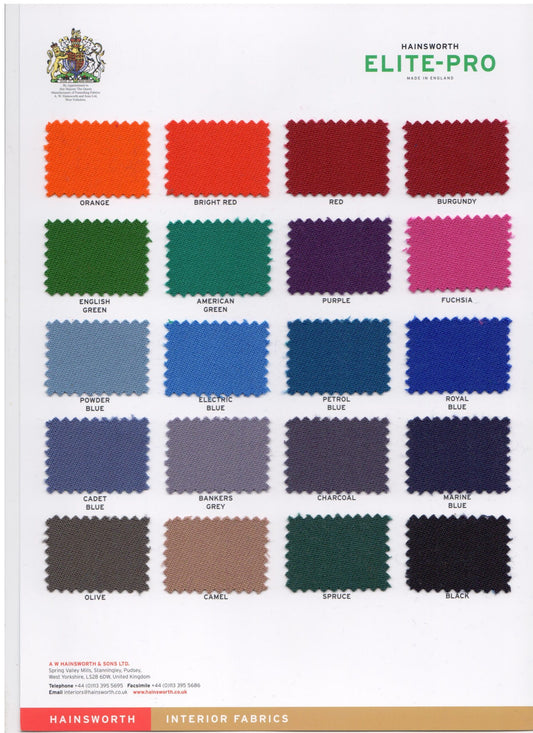 Hainsworth’s Elite Pro 9' USA Pool Table Cloth Packs